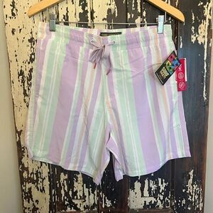 NWT Men’s Surf Society pastel striped 4 way stretch swimwear.  Size Medium.